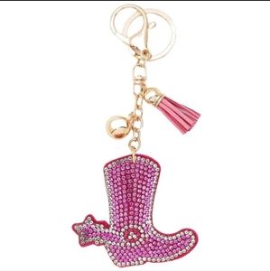 Pink boot keychain or bag charm